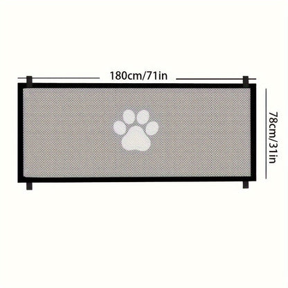 Portable Folding Pet Safety Gate – Durable Mesh Barrier for Dogs and Puppies, Easy Installation, Compact Storage, and Space-Saving Design