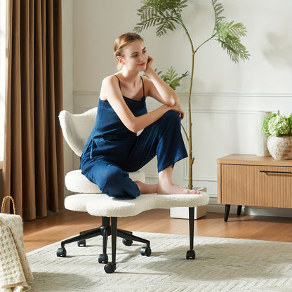 Cross-Legged Meditation Chair – Height Adjustable, Ergonomic Back Support, ADHD-Friendly Design, Smooth Wheels, Velvet or PU Leather Finish for Comfort and Flexibility