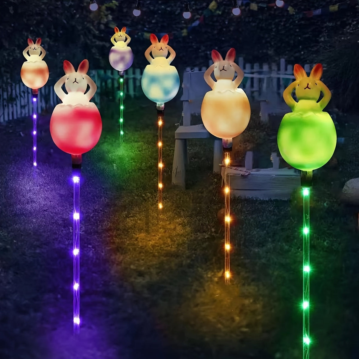 Easter Bunny Eggshell Ground Light String – Glowing Decorative Lights for Festive Yard Displays, Egg Hunts, and Spring Cheer