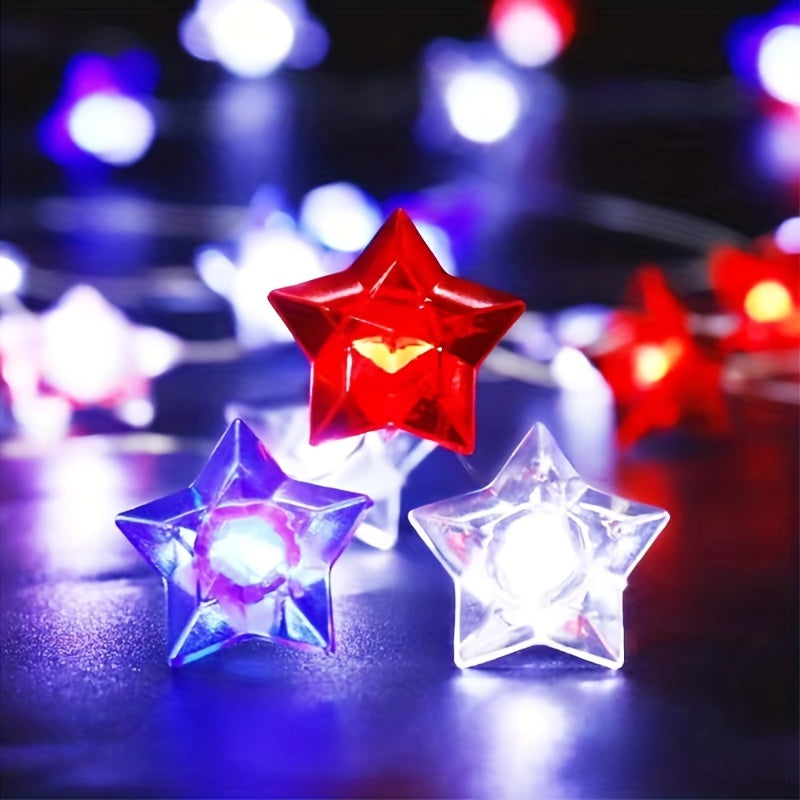 American Flag Copper Wire String Lights – Battery Powered LED Patriotic Lighting for Independence Day Celebrations