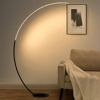 Modern Black Arched Floor Lamp – 65” Dimmable Color Changing LED Standing Light for Living Room, Bedroom, or Stylish Office Décor