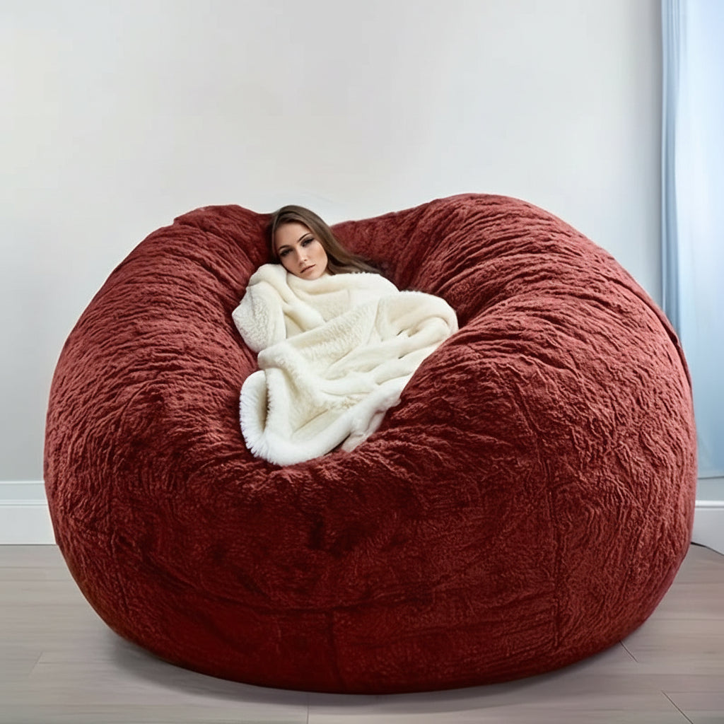Soft Fluffy Plush Sofa Bean Bag Chair Cover – Faux Fur Slipcover for Cozy Seating, Living Room Decor, Gaming and Lounge Comfort (No Filling Included)