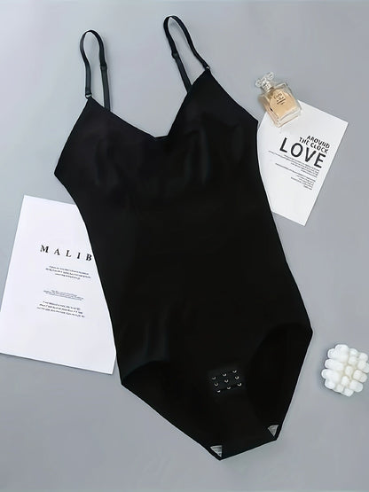 Women’s Seamless Bodysuit – Black Everyday Tummy Control Shaper with Butt Lifting, Compression Waist Trainer, and Breathable Nylon Fabric