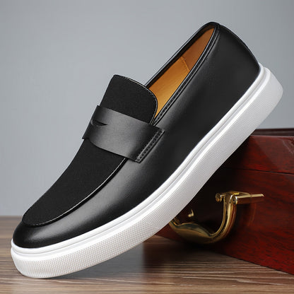 Men’s Casual Slip-On Sneakers – Low-Top Skate Shoes with PU Upper, Rubber Sole & Round Toe Design for Everyday Wear