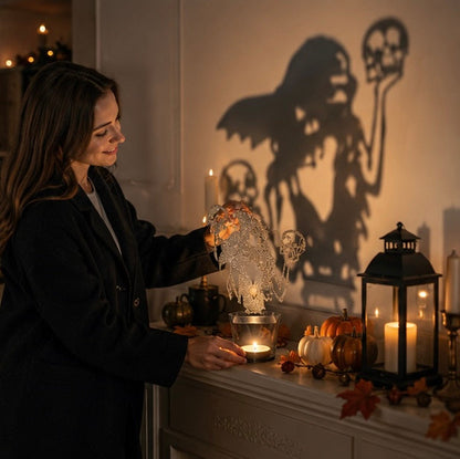 Halloween Decorative Candle Holder – Scary Resin Candlestick Ornament Desk Accessory for Haunted Room Ambiance and Festival Party Décor