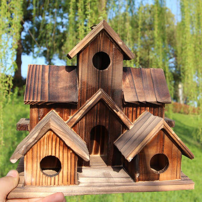 Outdoor Natural Hanging Wooden Bird House – Birdhouse for Hummingbirds and Cardinals, Decorative Garden and Yard Shelter