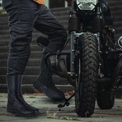 Men’s Classic Motocross Motorcycle Boots – Waterproof Touring Footwear with Reinforced Heel and Toe for Rugged Ride Comfort & Style
