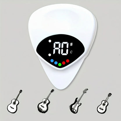 Multifunction 12-Tone Guitar Pick & Tuner – 2-in-1 Calibrator for Acoustic Guitars & Ukuleles, Compact Battery-Operated ABS Resin Design