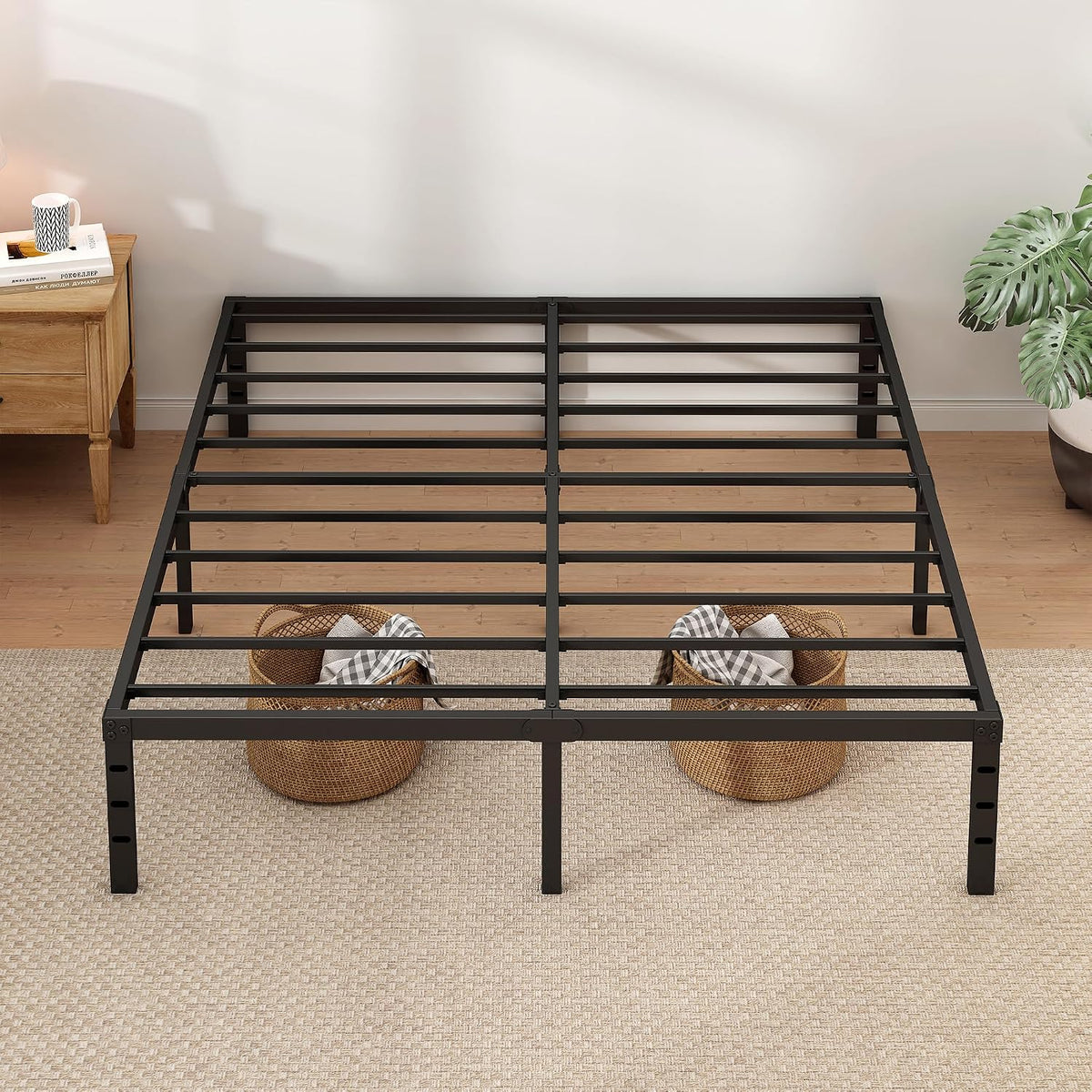 Metal Bed Frame,Queen Size Bed Frame with Storage Space