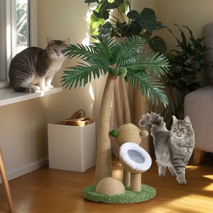 Tropical Rainforest Coconut Tree Cat Scratching Post Set – 3pcs Sisal Rope Towers for Climbing, Scratching & Interactive Feline Exercise