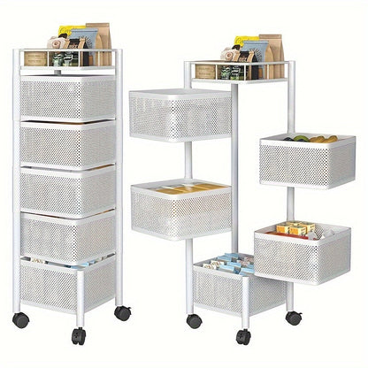 Rotating Kitchen Storage Tower – Multi-Tiered Organizer with Swivel Design for Spices, Snacks, or Beauty Products Anywhere
