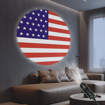 USB Plug-In American Flag Projector Night Light – Rotatable Patriotic Light for Wall, Ceiling, and Event Decorations