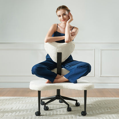 Cross-Legged Meditation Chair – Height Adjustable, Ergonomic Back Support, ADHD-Friendly Design, Smooth Wheels, Velvet or PU Leather Finish for Comfort and Flexibility