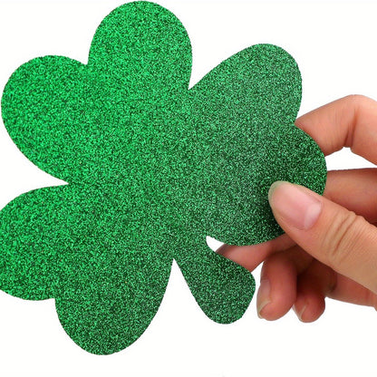 Glitter Shamrock Garland Set – 8pcs St. Patrick’s Day Hanging Decor for Home, Office, Outdoor Party & Festive Irish Displays