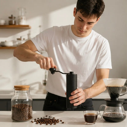 Manual Burr Coffee Grinder - Portable Adjustable Hand Coffee Mill with Precision Grinding for Fresh Espresso and Brewing
