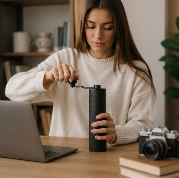 Manual Burr Coffee Grinder - Portable Adjustable Hand Coffee Mill with Precision Grinding for Fresh Espresso and Brewing