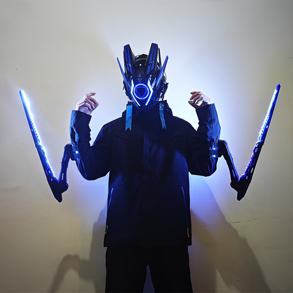 Cyberpunk LED Mantis Knife Set – Futuristic Costume Prop with Neon Edge Detailing for Cosplay, Parties, and Sci-Fi Action Looks