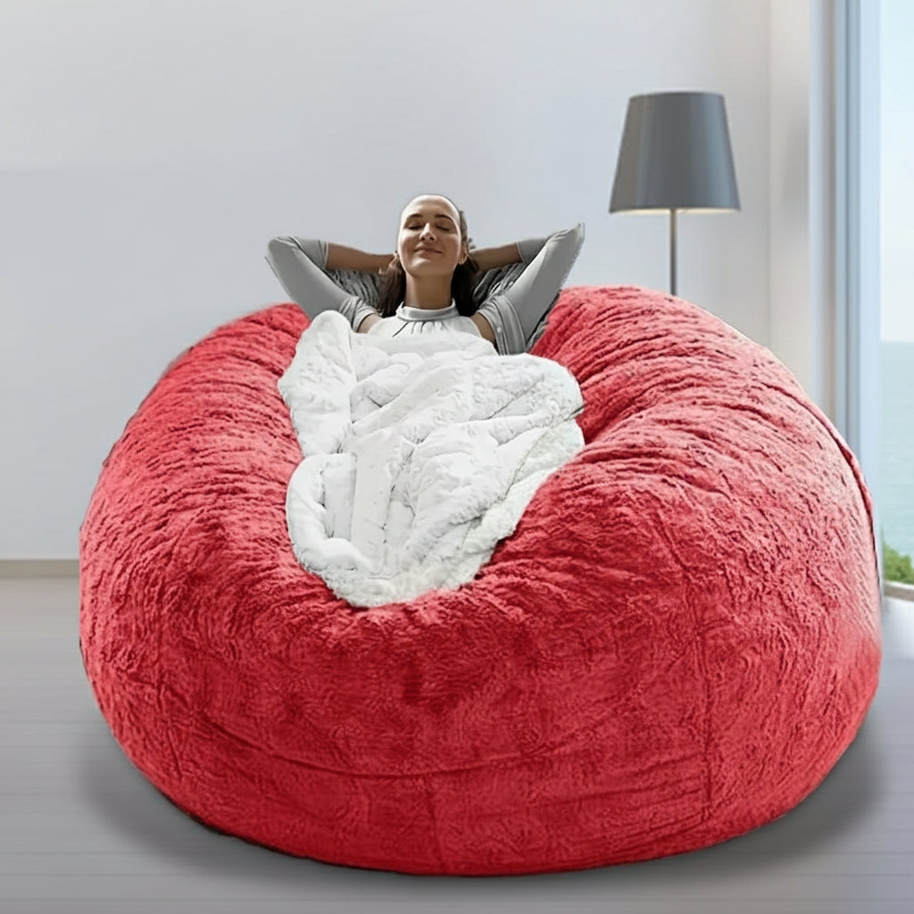 Soft Fluffy Plush Sofa Bean Bag Chair Cover – Faux Fur Slipcover for Cozy Seating, Living Room Decor, Gaming and Lounge Comfort (No Filling Included)