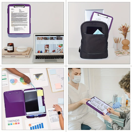 A4 Clipboard Folder with Storage – Durable Plastic Nurse Organizer Clipboard with Pen Compartment for Medical Paperwork