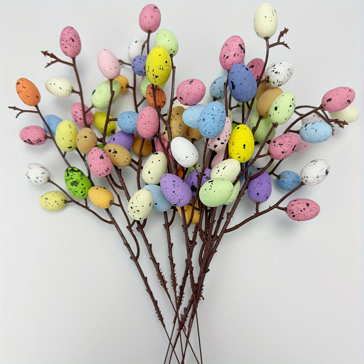 Spring Floral Easter Egg Plug-In Ornaments – 3/6/12pcs Miniature Eggs for Festive Floral Arrangements and Home Party Decor
