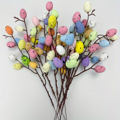 Spring Floral Easter Egg Plug-In Ornaments – 3/6/12pcs Miniature Eggs for Festive Floral Arrangements and Home Party Decor