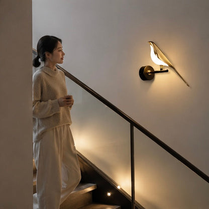 Magpie Bird LED Wall Lamp - 360° Rotating Indoor Wall Sconce for Bedroom, Bedside Lighting and Modern Home Decor