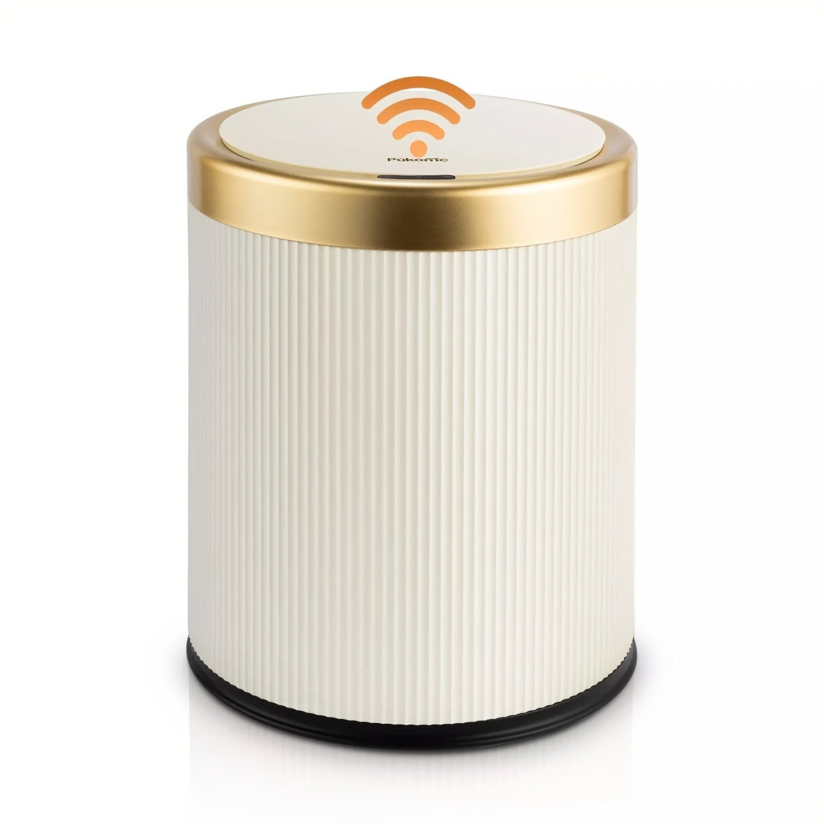 Smart Sensor Trash Can – White Motion-Activated Compactor Bin with Wooden Legs for Kitchen, Bathroom, and Office Use