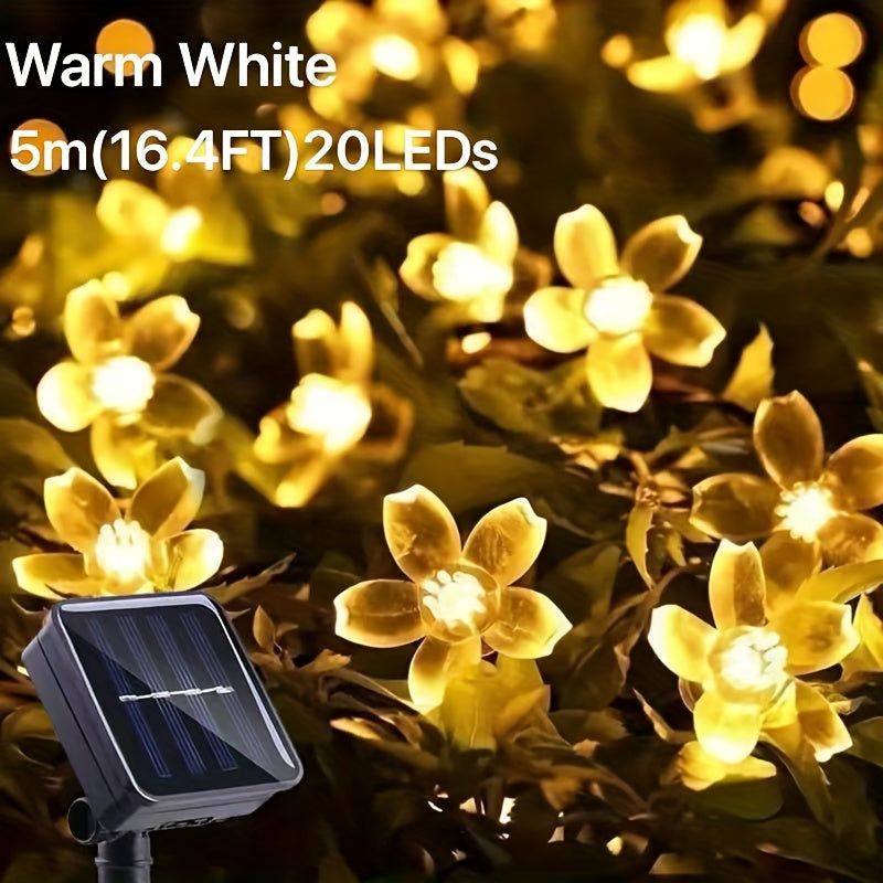 Solar Powered Cherry String Lights – Energy-Saving Outdoor Decorative LED Lamps for Garden, Patio, Holiday, and Party Ambience