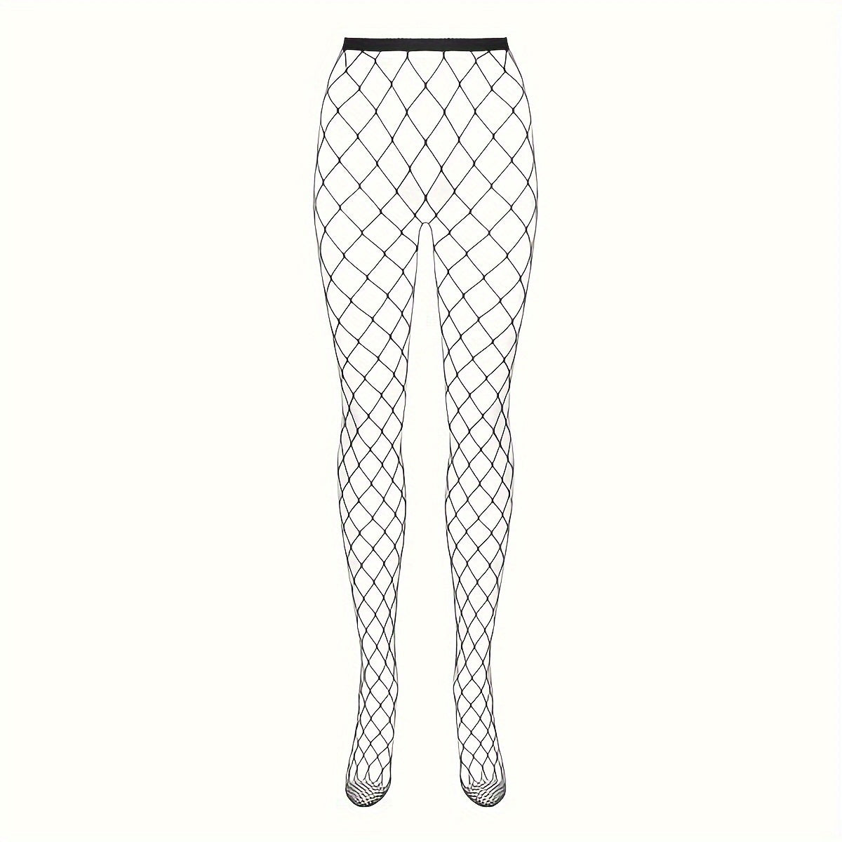 High-Waisted Plus Size Fishnet Tights – 2 Pairs Stretchy Lace Hollow Knit Design Ideal for Cosplay, Parties, or Flirty Street Style