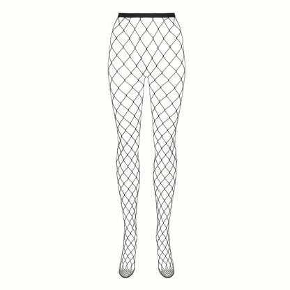High-Waisted Plus Size Fishnet Tights – 2 Pairs Stretchy Lace Hollow Knit Design Ideal for Cosplay, Parties, or Flirty Street Style