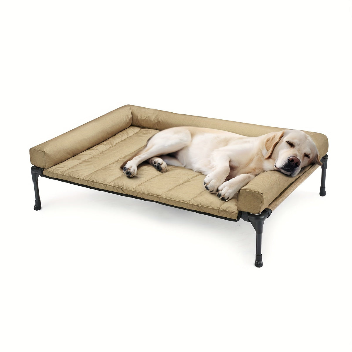 Raised Breathable Cooling Elevated Dog Bed with Pillow-Top – Mesh Bolster Pet Cot for Indoor/Outdoor Summer Comfort & Joint Support