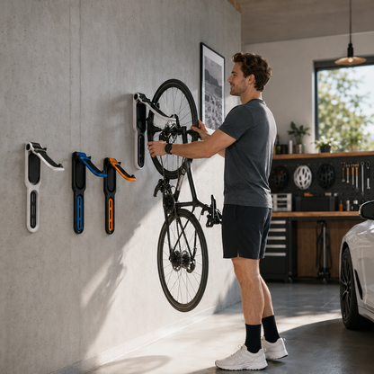 Bicycle Wall Mount Rack - Heavy Duty Bike Storage Hook for MTB and Road Bikes, Space Saving Garage Wall Organizer and Cycling Display Solution