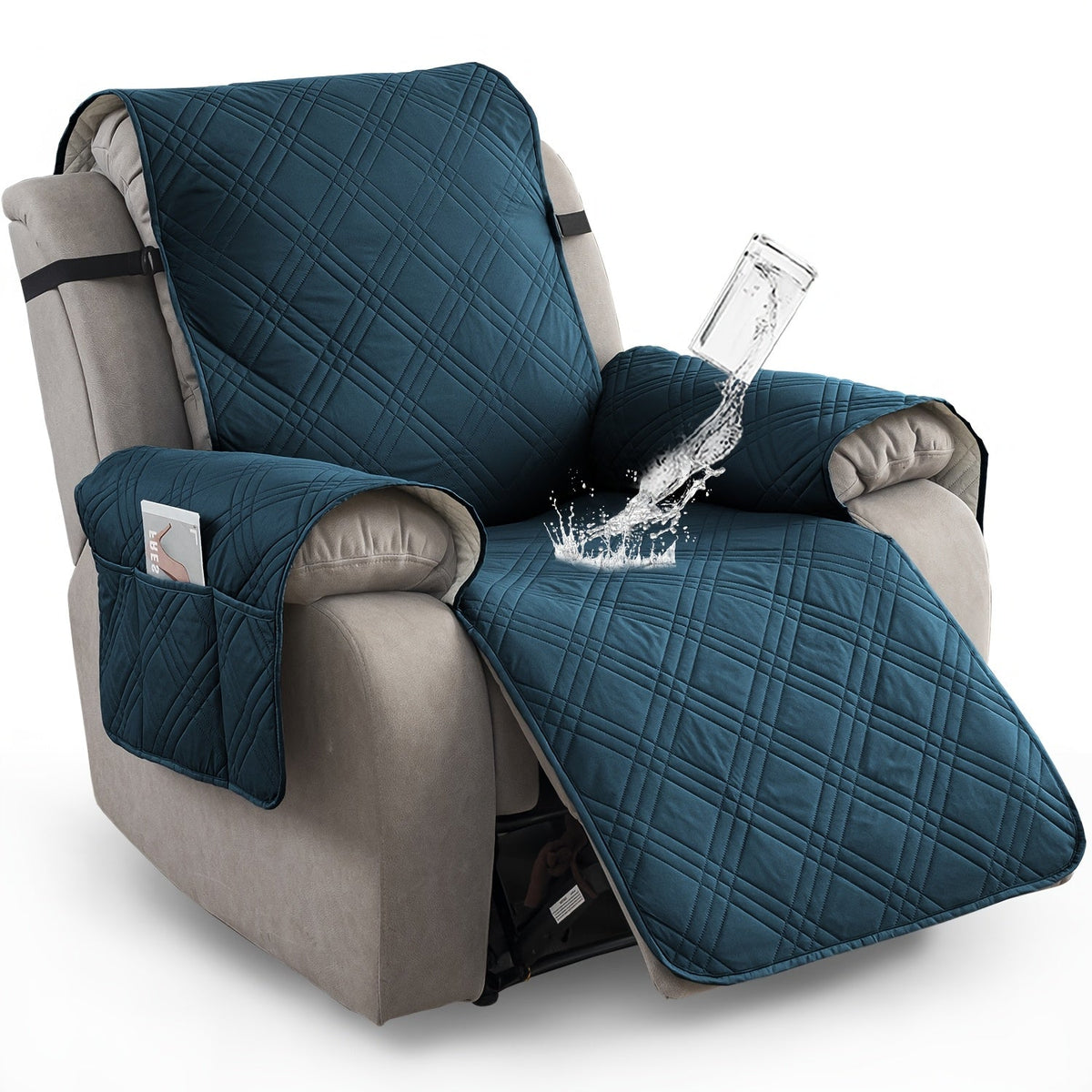 Waterproof Non-Slip Recliner Cover – One-Piece Chair Protector with Side Pockets