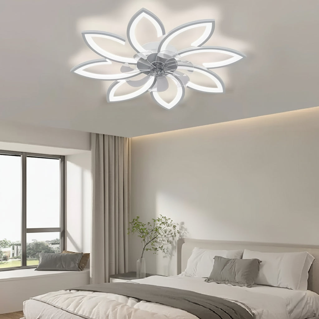 Modern LED Ceiling Fan Light – Quiet Motor, Remote Control, Adjustable Brightness & Stylish Black Iron Design