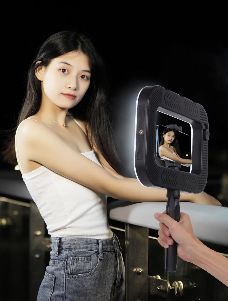 Smartphone Video Rig Stabilizer – Handheld Filmmaking Setup with Ring Light for TikTok, YouTube, Vlogging & Live Recording