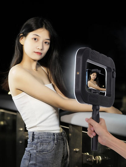Smartphone Video Rig Stabilizer – Handheld Filmmaking Setup with Ring Light for TikTok, YouTube, Vlogging & Live Recording