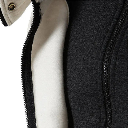 Zip-Up Men’s Hoodie with Warm Scarf Collar – Outdoor Sports Sweatshirt for Daily Winter Comfort and Modern Streetwear Vibes
