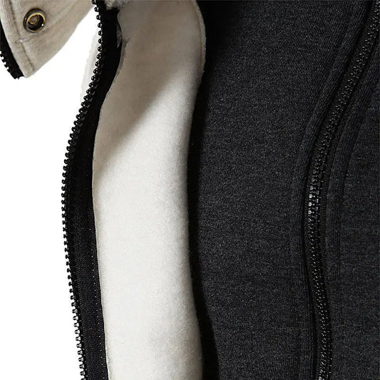 Zip-Up Men’s Hoodie with Warm Scarf Collar – Outdoor Sports Sweatshirt for Daily Winter Comfort and Modern Streetwear Vibes