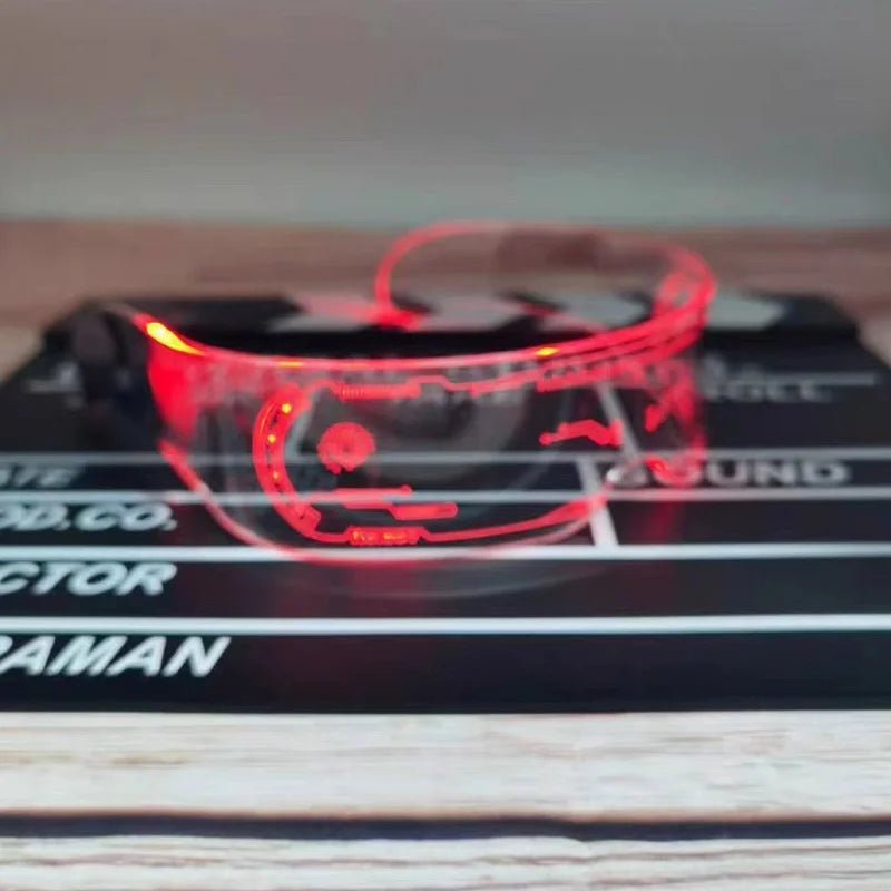 LED Light-Up Visor Glasses – Cool Cyberpunk Glow Eyewear for Festivals, Clubs, Halloween, and Futuristic Party Fun