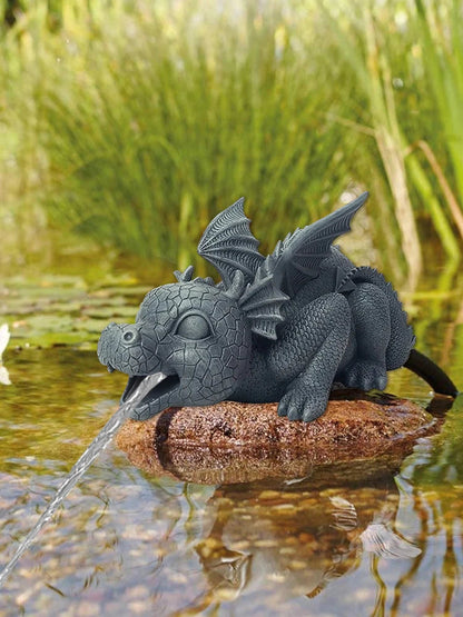 Garden Resin Water Dragon Statue – Realistic Spouting Dragon Sculpture for Outdoor Courtyard, Garden and Tabletop Decor