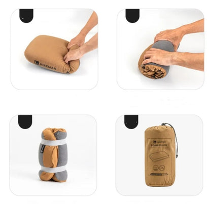 Memory Foam Camping Pillow - Full-Size Rollable Camp Pillow with Removable Washable Cover and Stuff Sack