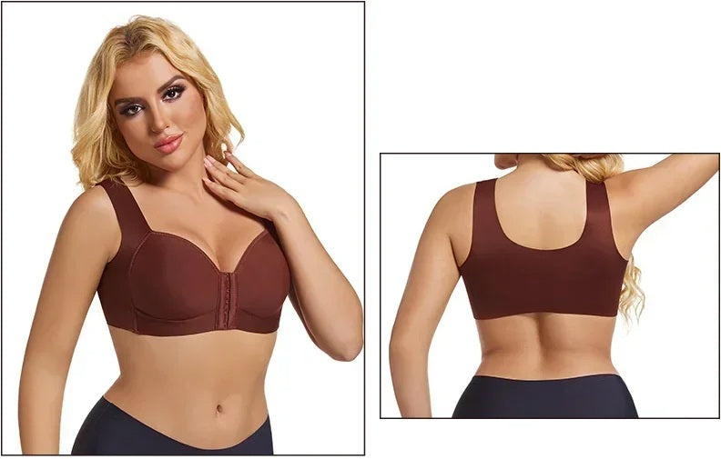 Wireless Lace Push-Up Bra – Front Closure, Large Size, Traceless Beauty Back, Sexy Sports Lingerie for Everyday Comfort