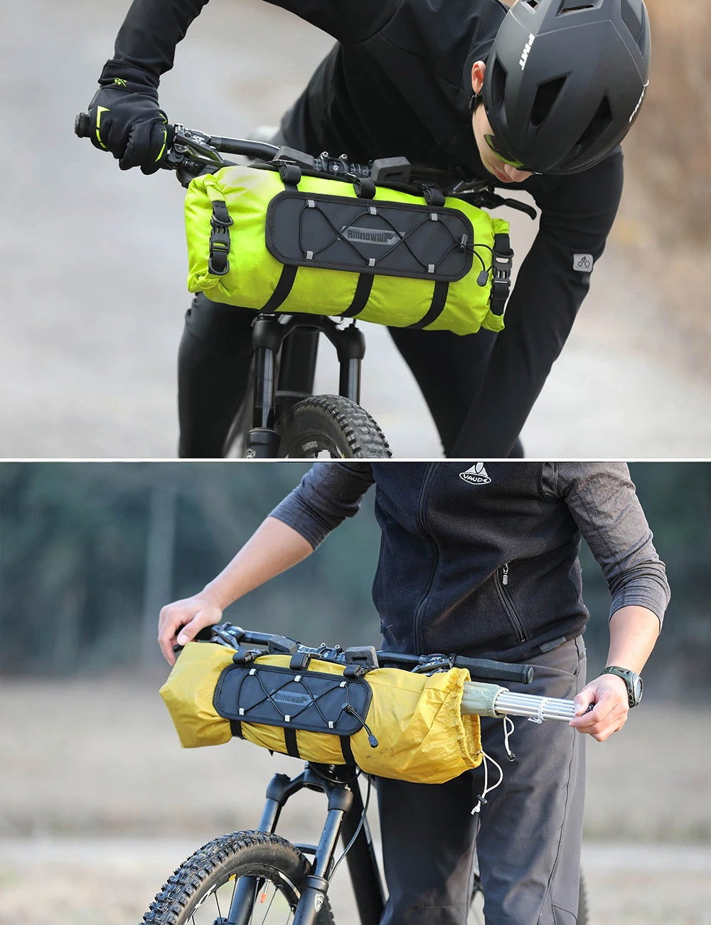 Bike Handlebar Bag – 12L Waterproof Bicycle Rack Bag with Replaceable Dry Liner for Ultimate Storage & Travel Convenience