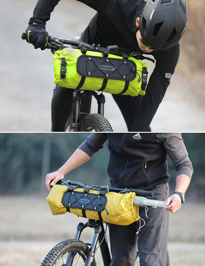 Bike Handlebar Bag – 12L Waterproof Bicycle Rack Bag with Replaceable Dry Liner for Ultimate Storage & Travel Convenience