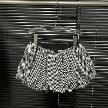Spring Strapless Skirt - Fashion-Forward Bandage Back Plaid A-Line Skirt with High Elastic Waist for Modern Women