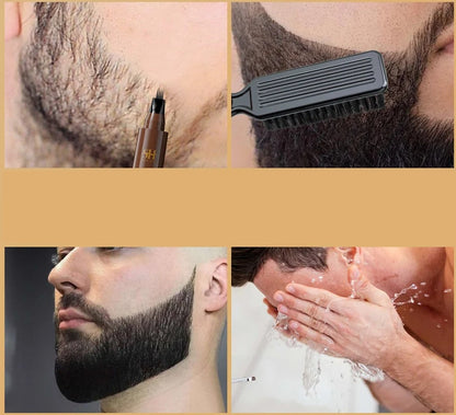 Beard Filler Pen & Brush Set – Waterproof Beard Enhancer for Moustache Definition, Shape, and Lasting Hair Line Repair