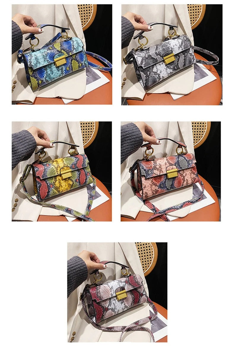 Luxury Snake Pattern Leather Crossbody Bag – Small Designer Handbag for Fashion-Forward Women Who Love Bold, Chic Accessories