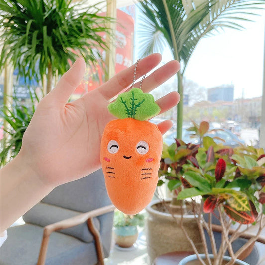 Adorable Bunny in Carrot Plush Keychain – Cute Anime-Inspired Stuffed Doll Gift