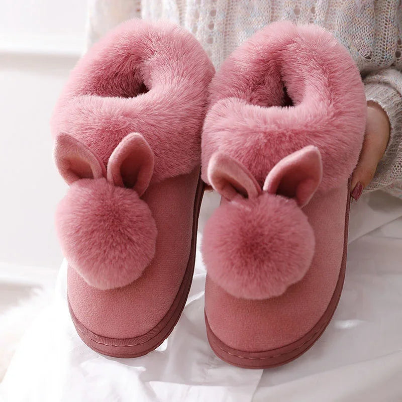 Warm Fur Rabbit Women’s Slippers – Furry, Ultra-Soft, Warm, Non-Slip Indoor Outdoor Slippers for Women in Total Comfort