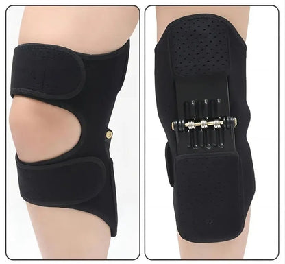 Knee Brace with Rebound Springs – Adjustable Sports Stabilizer Pads for Running with Hook and Loop Closure